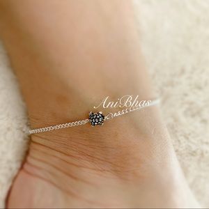 Dainty Bohemian Turtle Silver Tone Anklet
